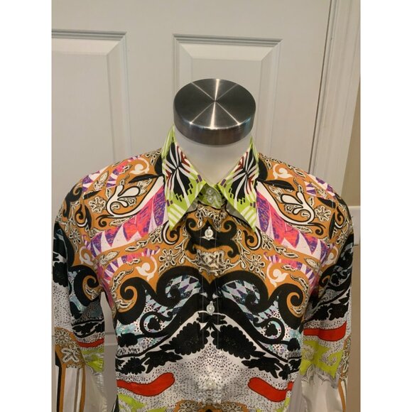 ETRO Multicolor Striped Paisley Button-Up Shirt, Size 10 (US) 44 (IT) - Picture 2 of 7